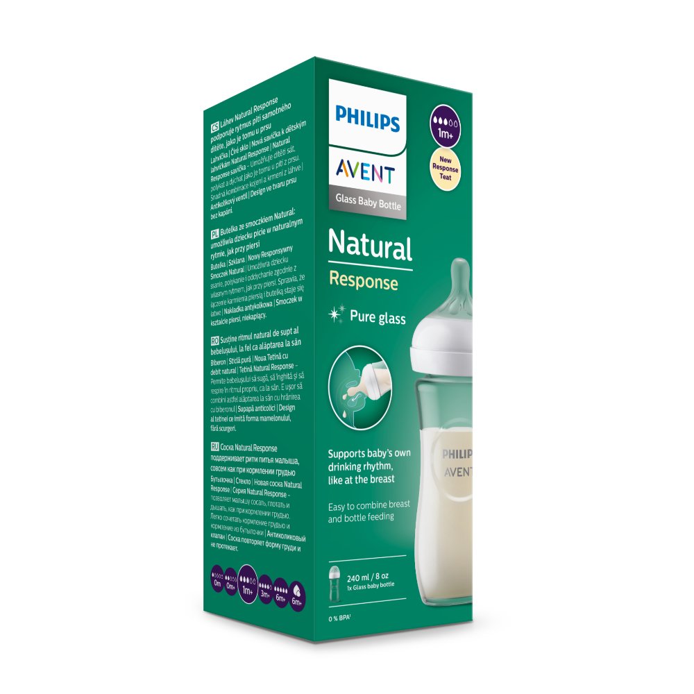 Mamadera Avent Natural Response vidrio 240ml - Motherna