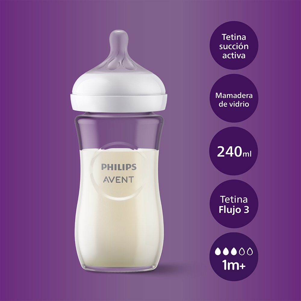 Mamadera Avent Natural Response vidrio 240ml - Motherna