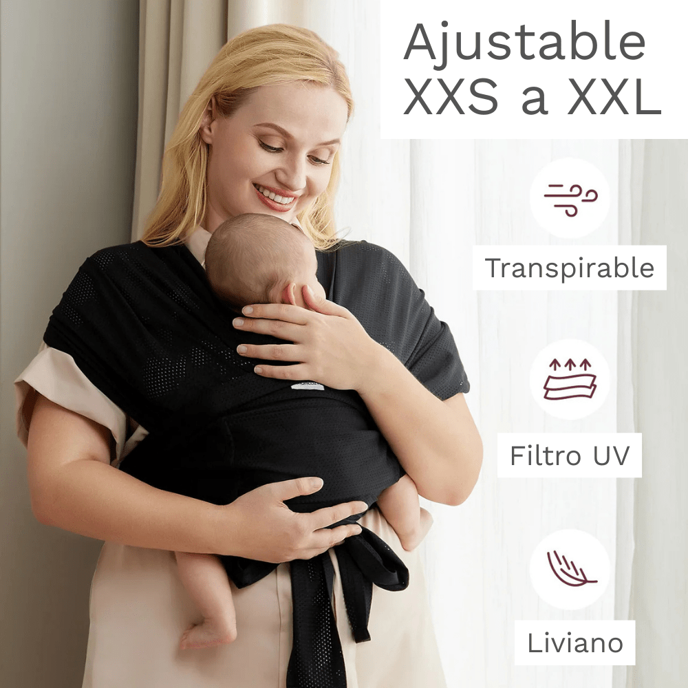 Portabebé fular Momcozy Negro - Motherna