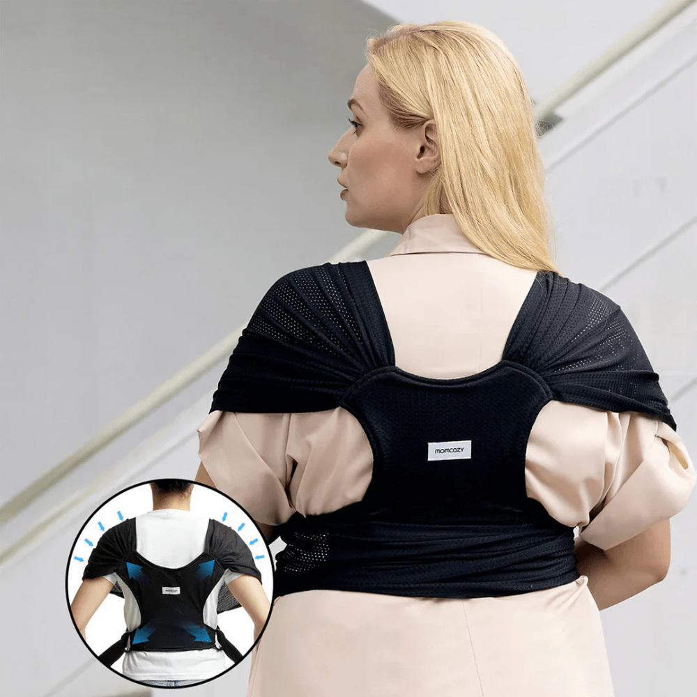 Portabebé fular Momcozy Negro - Motherna