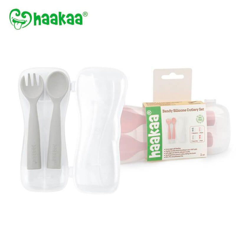 Set de cubiertos silicona flexible Haakaa - Motherna